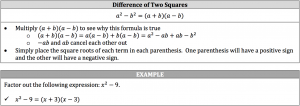 difference of two squares