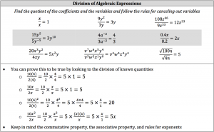 division of algebraic expressions
