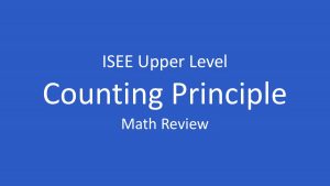 isee fundamental counting principle