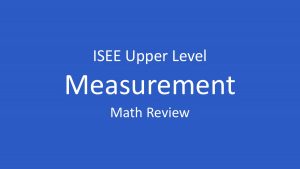 isee units of measurement