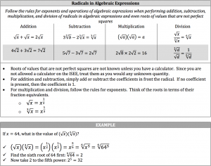 radicals in algebraic expressions