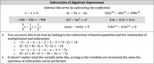 subtraction of algebraic expressions