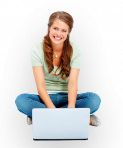 tutor with laptop isolated