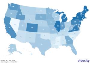 act scores map 2020