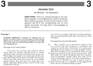 Page 1 of the ACT Reading Test Form 2176CPRE Piano Shop on the Left Bank by Thad Carhart