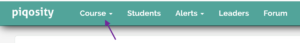 Selecting "course" in the Piqosity navigation bar