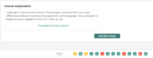 Answer explanation and "Get More Help" option for an incorrect answer
