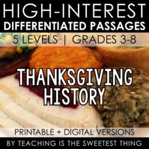 thansgiving classroom activities